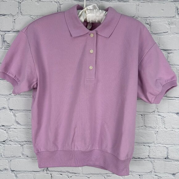 NWOT Everlane Women's The Organic Cotton Big Polo Short Sleeve Shirt Top, Mauve - Picture 3 of 12